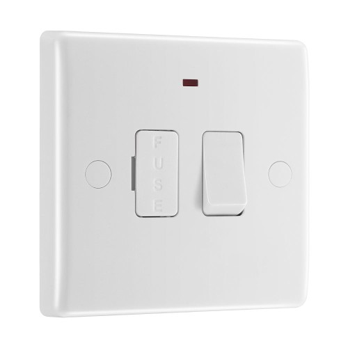 13A Switched Fused Spur with Flex Outlet and LED Indicator White Moulded Round Edge, BG Nexus 853 Fused Connection Unit