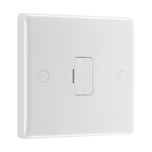 13A Unswitched Fused Spur with Flex Outlet White Moulded Round Edge, BG Nexus 855 Fused Connection Unit