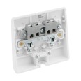 25A Flex Outlet Plate Bottom Entry in White Moulded Plastic with Round Edge, BG Nexus 858