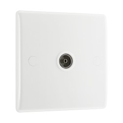 1 Gang Co-Axial Socket Non-Isolated in Moulded White with Round Edges, BG Nexus 860 1G COAX Socket