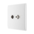 Satellite and Co-Axial Socket in Moulded White with Round Edges, BG Nexus 865 SAT and FM/TV outlet