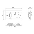 45A DP Cooker Control Unit with 13A Switched Socket and Indicators White Moulded Rounded Edge BG Nexus 870