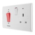 45A DP Cooker Control Unit with 13A Switched Socket and Indicators White Moulded Rounded Edge BG Nexus 870