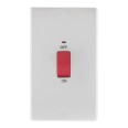 45A DP Red Rocker Cooker Switch with LED Indicator Vertical Plate Moulded White with Rounded Edge, BG Nexus 872