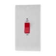 45A DP Red Rocker Cooker Switch with LED Indicator Vertical Plate Moulded White with Rounded Edge, BG Nexus 872