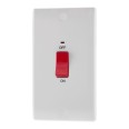 45A DP Red Rocker Cooker Switch with LED Indicator Vertical Plate Moulded White with Rounded Edge, BG Nexus 872