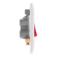 45A DP Red Rocker Cooker Switch with LED Indicator Single Plate Moulded White with Rounded Edge, BG Nexus 874