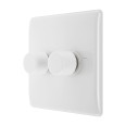 2 Gang 2-way 5-100W Intelligent Trailing Edge LED Dimmer Switch White Moulded BG Nexus 882