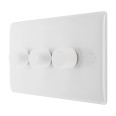 3 Gang 2-way 5-100W Intelligent Trailing Edge LED Dimmer Switch White Moulded BG Nexus 883