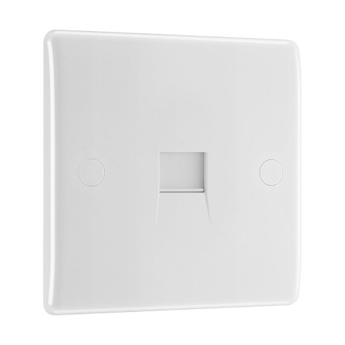 1 Gang Secondary Telephone Socket Outlet (screw terminal) Moulded White with Round Edge, BG Nexus 8BTS/1 BT Socket