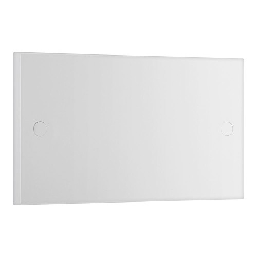 2 Gang Blank Plate Square Edge White Plastic, BG Nexus 905 Double Blank Plate White Moulded