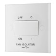 Triple Pole Fan Isolator Switch 10A 10AX in White Plastic Square Edge, BG Nexus 915 White Moulded