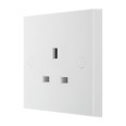 1 Gang 13A Unswitched Single Socket Outlet White Moulded Square Edge BG 923 White Plastic