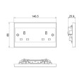 2 Gang 13A Unswitched Double Socket Outlet White Moulded Square Edge BG 924 White Plastic