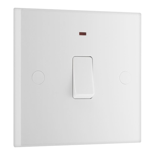 20A Double Pole Switch with Power Indicator in Moulded White Square Edge BG Nexus 931