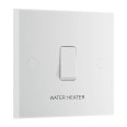 1 Gang 20A DP Switch marked "Water Heater" White Plastic Square Edge with Flex Outlet, BG Electrical 932W