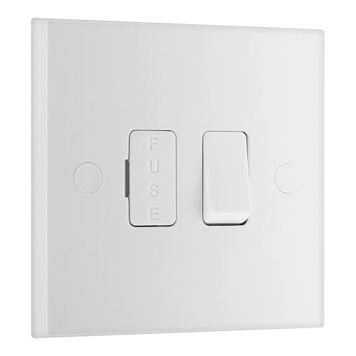 13A Switched Fused Connection Unit White Moulded Square Edge, BG Nexus 950 Spur White Plastic