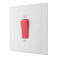 1 Gang 45A Double Pole Red Rocker Single Switch White Moulded Square Edge BG Electrical 975