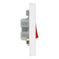 1 Gang 45A Double Pole Red Rocker Single Switch White Moulded Square Edge BG Electrical 975