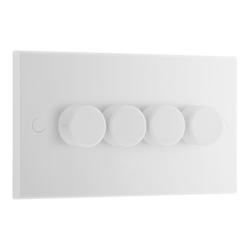 4 Gang 2 Way 5-100W Trailing Edge LED Dimmer White Moulded Square Edge BG Electrical 984