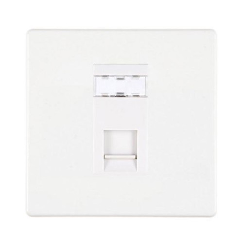 White Screwless 1 Gang RJ45 CAT5E Socket Outlet Unshielded with White Insert, Hartland CFX 7WCJ45W