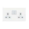 White Screwless 2 Gang 13A DP Switched Socket White Insert, Hartland CFX 7WCSS2WH-W