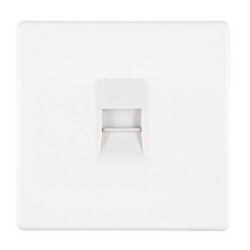 White Screwless 1 Gang Single Telephone Master Socket White Insert, Hartland CFX 7WCTCMW