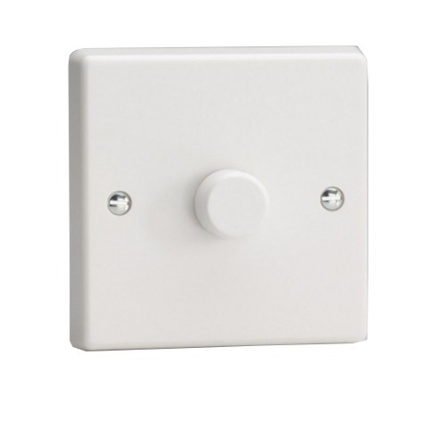 Varilight KQP221W V-Com 1 Gang 2 Way 30-220W LED Dimmer and Push ON/OFF Switch White Plastic