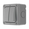 2 Gang 2 Way 20AX IP66 Grey Weatherproof Storm Double Switch with Neon Indicator for Outdoor BG WP42-01