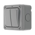2 Gang 2 Way 20AX IP66 Grey Weatherproof Storm Double Switch with Neon Indicator for Outdoor BG WP42-01