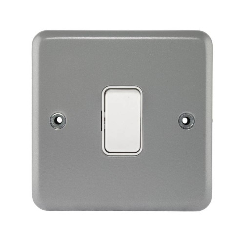 MK K3591ALM Metal Clad 1 Gang 2 Way 10A Single Pole Switch in Metal Grey with Surface Back Box