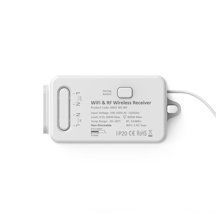 WiFi and RF Wireless Receiver Non-Dimmable in Matt White