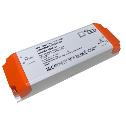 50W 12V Constant Voltage Trailing & Leading Dimmable (Triac) LED Driver Flicker Free IP20 All-LED ADRCV1250TD