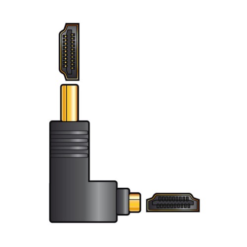 HDMI Right Angled Coupler Plug to Socket for Connecting a HDMI lead to a Device