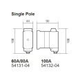 Henley 54132-04 100A Single Pole Fuse Carrier and Base (no fuse) Grey Series 7 House Service Cutout