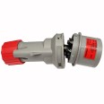 16A 3 Pole + Neutral + Earth 400V Plug IP44 rated in Grey with Red, Lewden PM16/1800FPB Plug