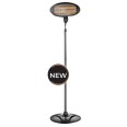 2000W Quartz Pedestal Heater in Polished Black for Outdoor Patio Heating IPX4