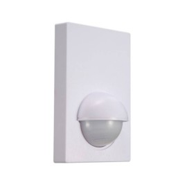 180 Degrees Wall-Mounted Rectangular PIR IP44 Rated in White with 12m Detection