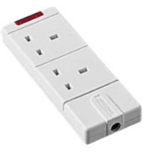 13Amp 1G extension socket, white single trailing socket