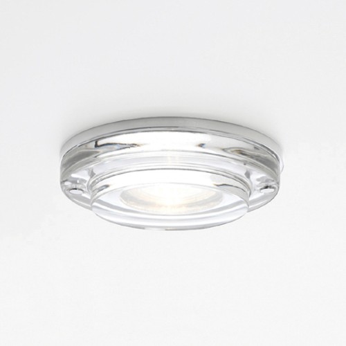 Mint Round Glass Downlight, Low Voltage IP65 rated Glass and Chrome 10cm diameter